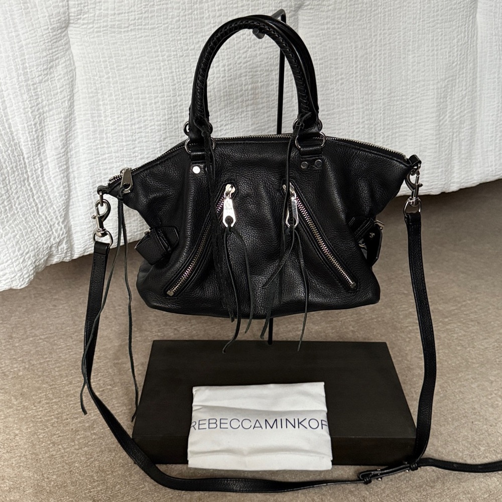 Rebecca Minkoff Satchel in Black Pebble Leather